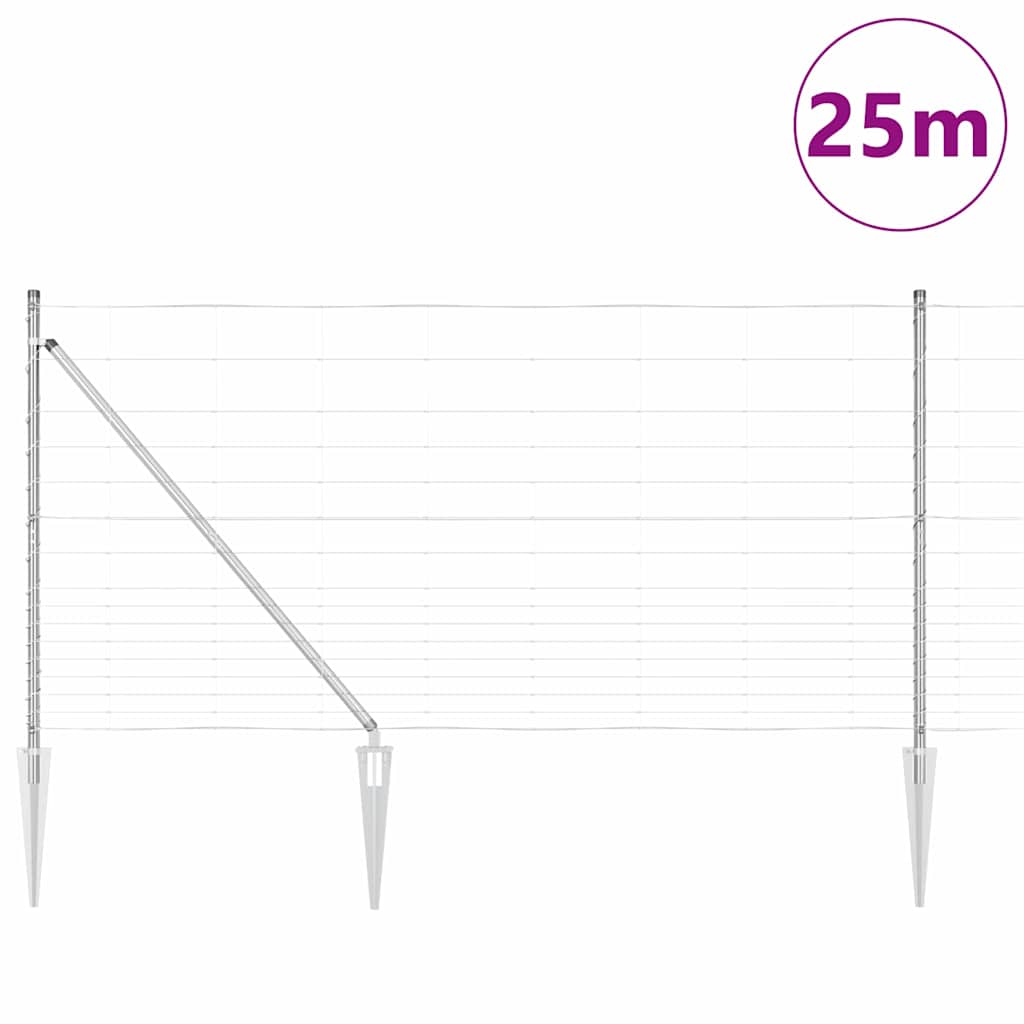 Field Fence Silver 25 x 1.2 m Galvanised steel