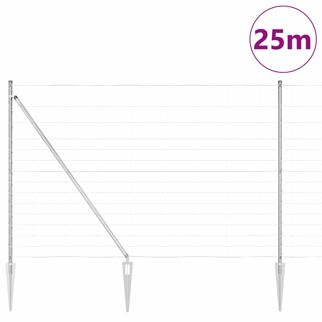 Field Fence Silver 25 x 1.6 m Galvanised steel