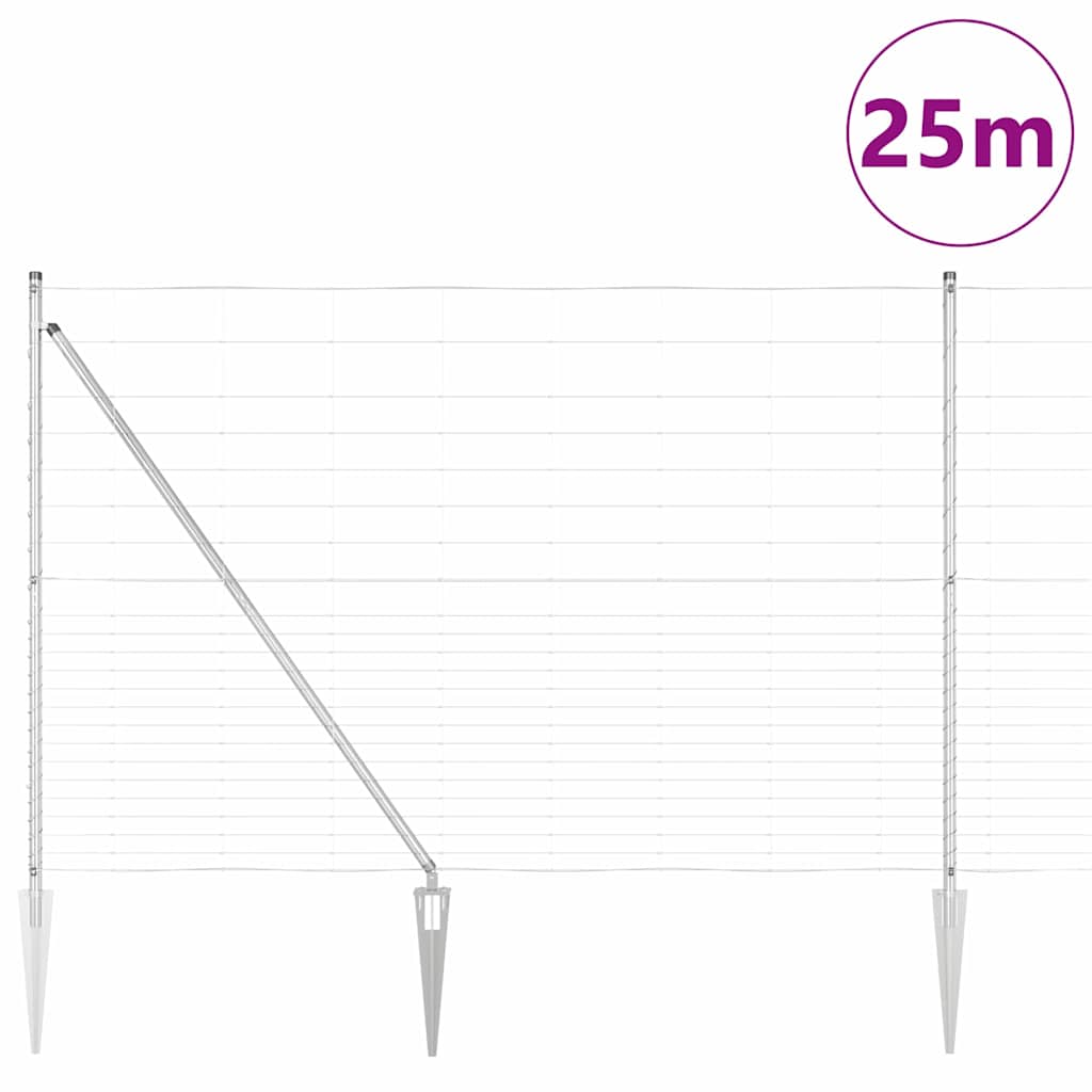 Field Fence Silver 25 x 1.6 m Galvanised steel