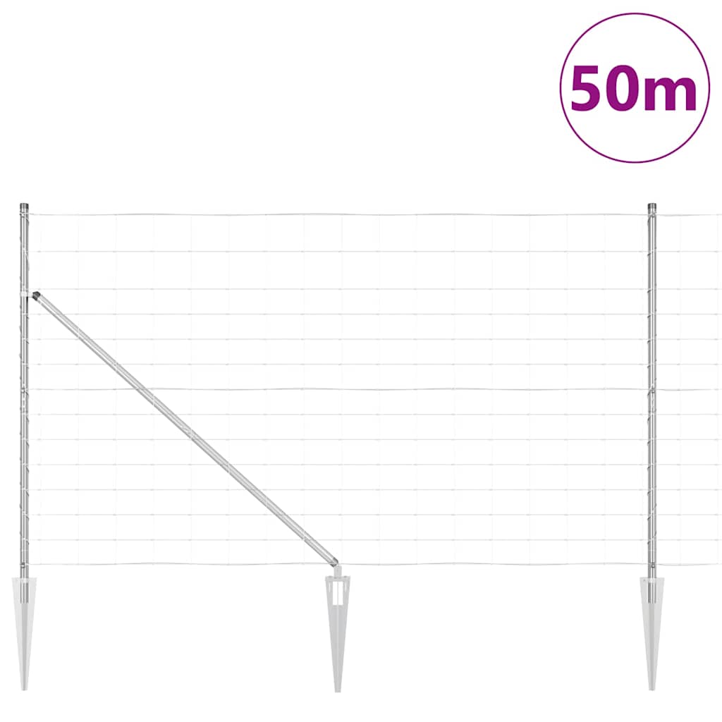 Fence Post Set Silver Galvanised Steel