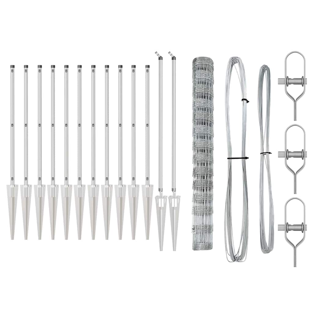 Fence Post Set Silver Galvanised Steel