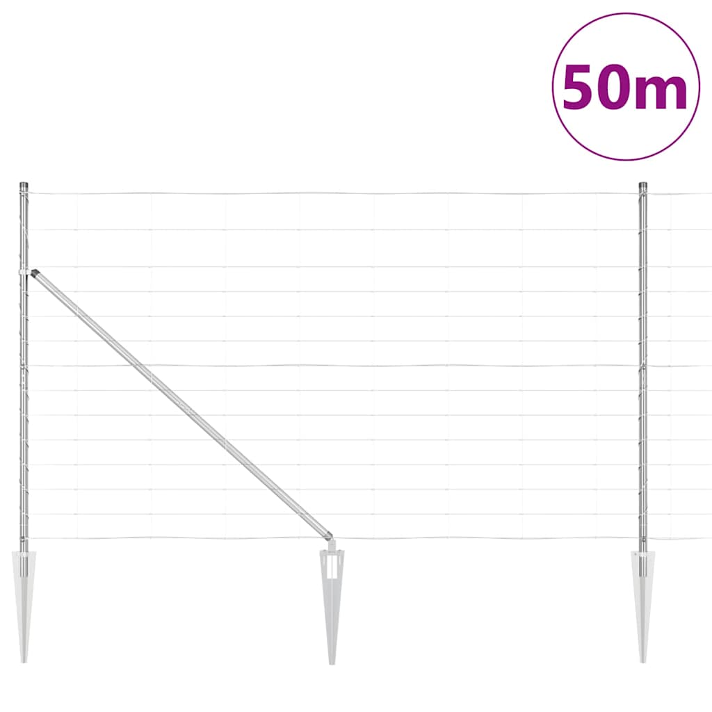 Fence Post Set Silver Galvanised Steel