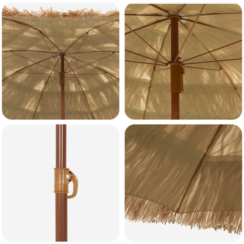 Beach Parasol Brown Ø 160 x 196 cm Steel