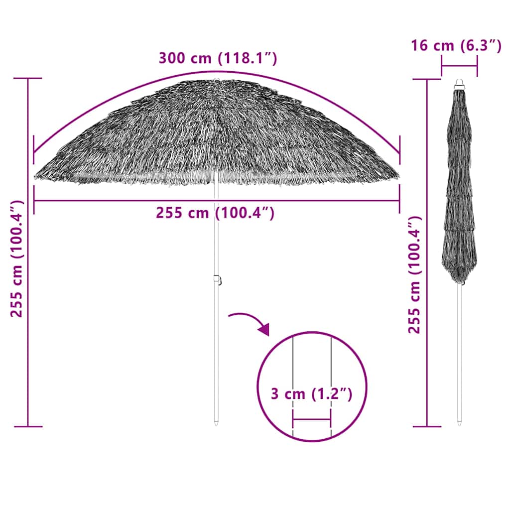 Beach Parasol Brown Ø 265 x 267 cm Steel