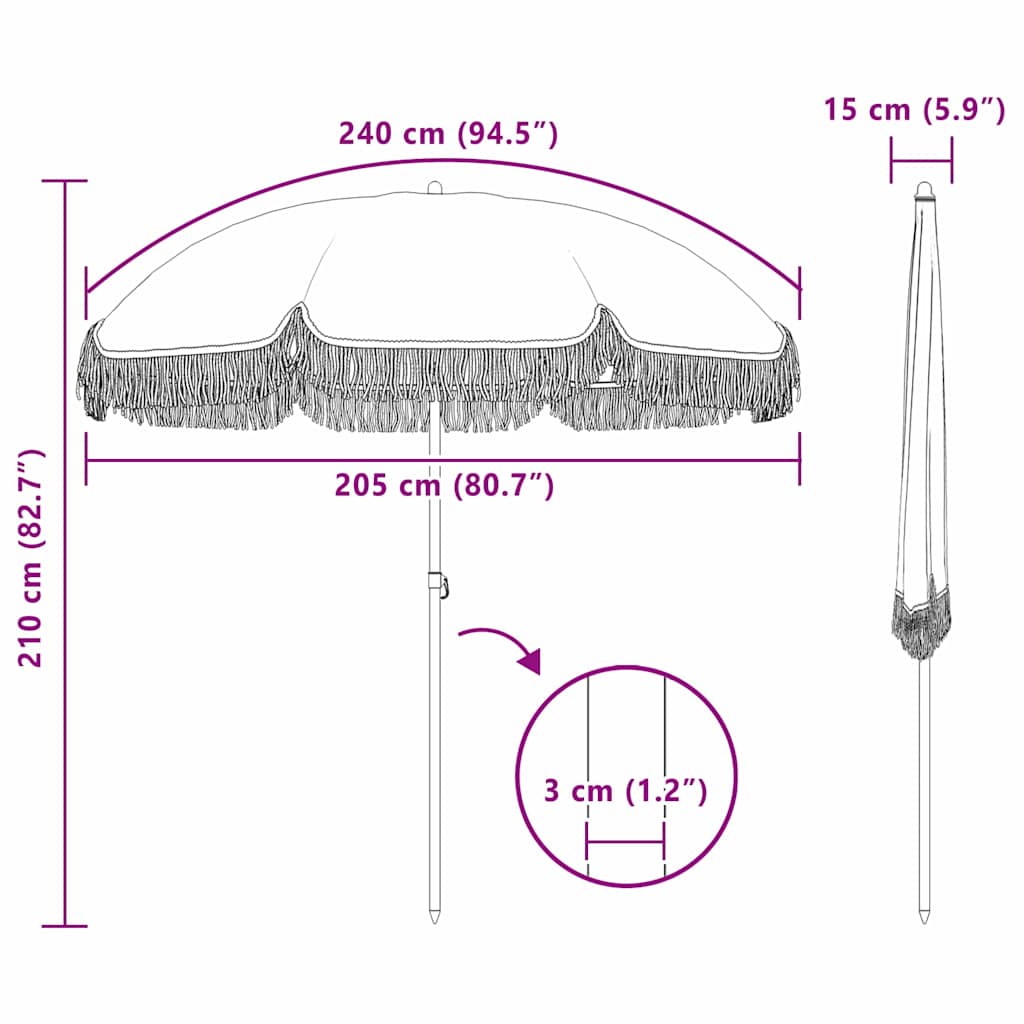 Parasol Grey and White Ø 205 x 209 cm Steel