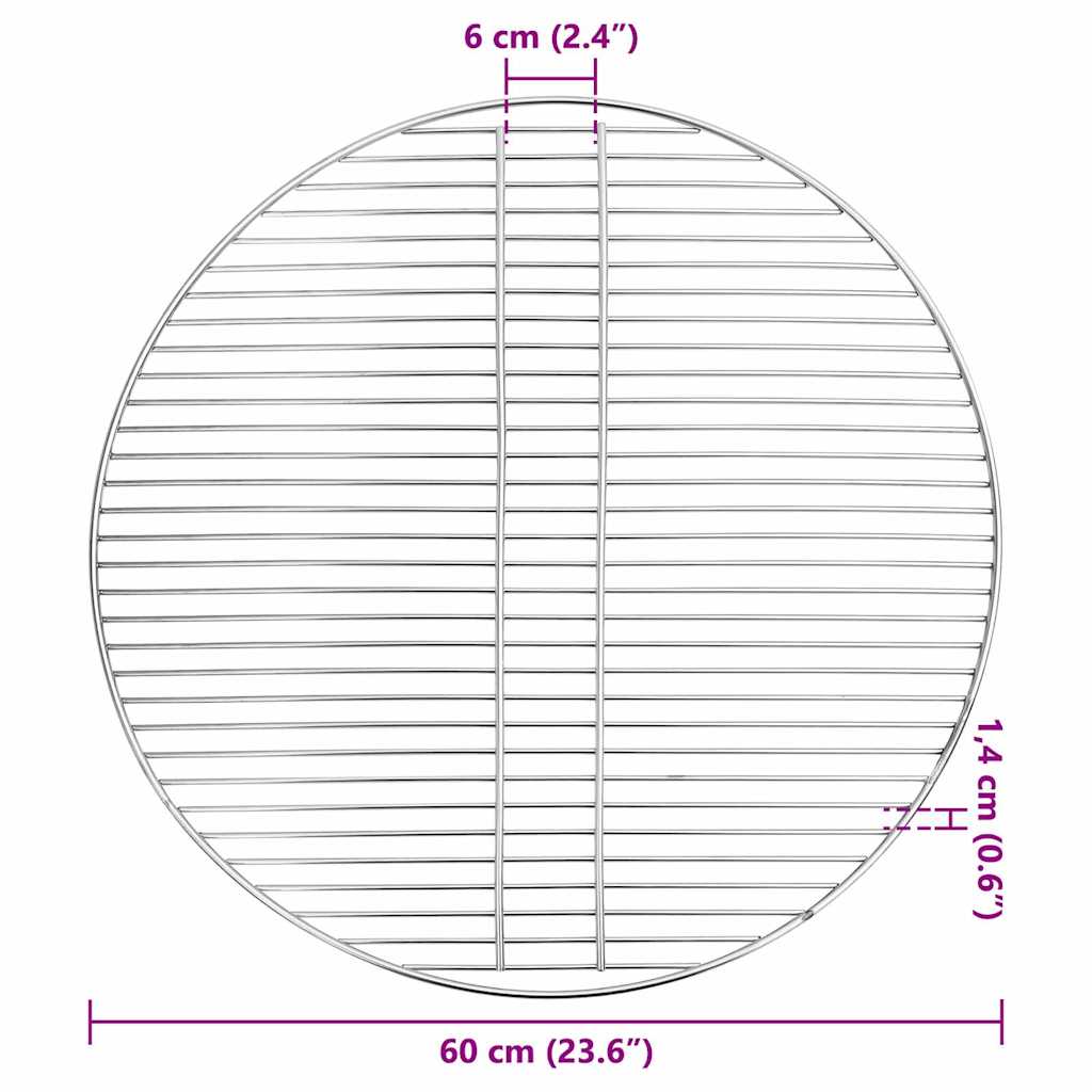 BBQ Grill Grate Silver 60 x 60 cm Stainless Steel