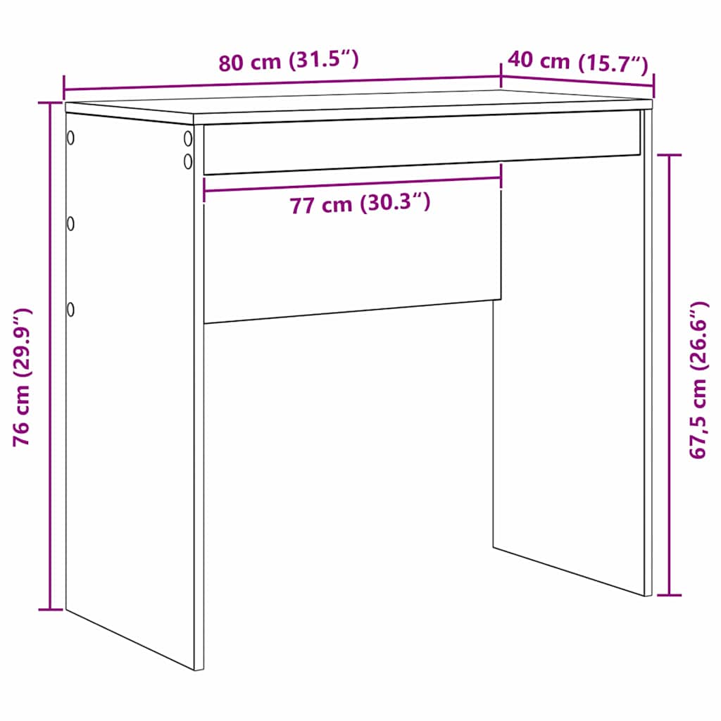 Desk Sonoma Oak 80 x 40 x 76 cm