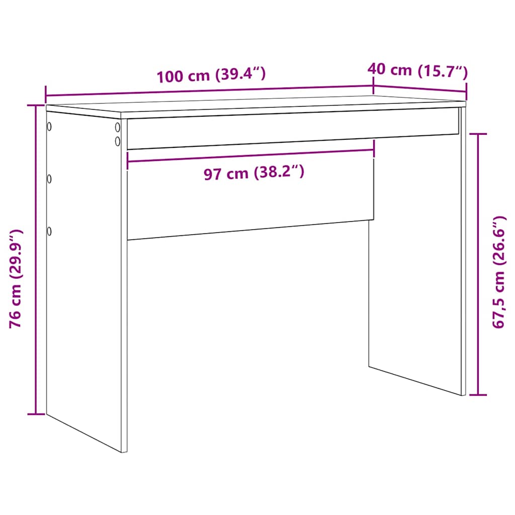 Desk Black oak 100 x 40 x 76 cm Engineered wood