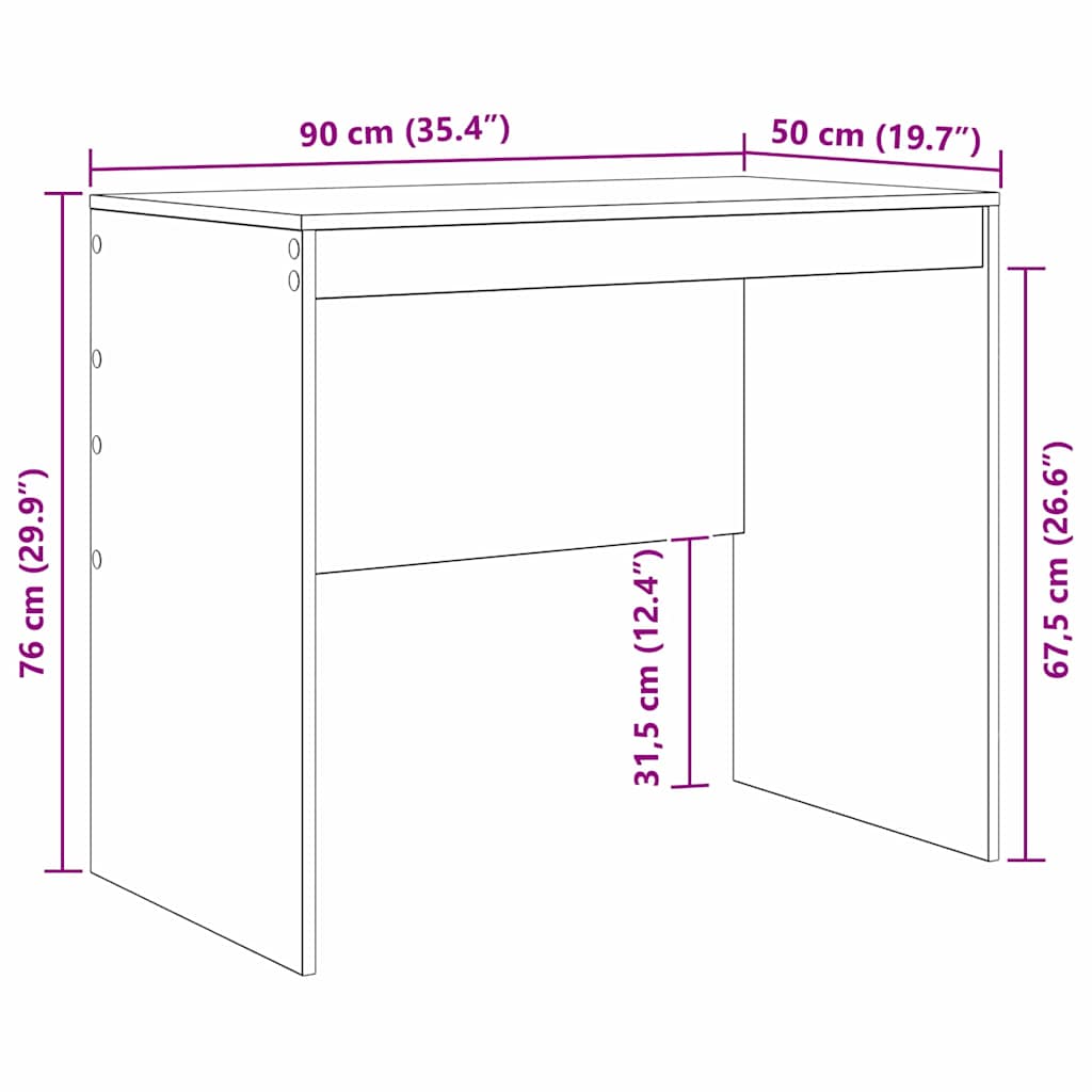 Desk Black oak 90 x 50 x 76 cm Engineered wood