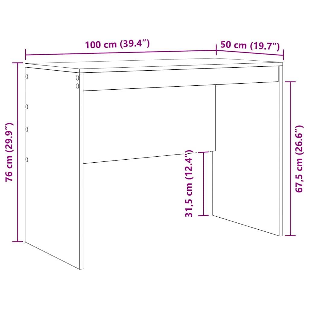 Desk Black oak 100 x 50 x 76 cm Engineered wood