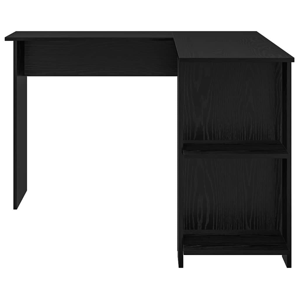 Corner Desk with Storage Black oak 140 x 113.5 x 75 cm