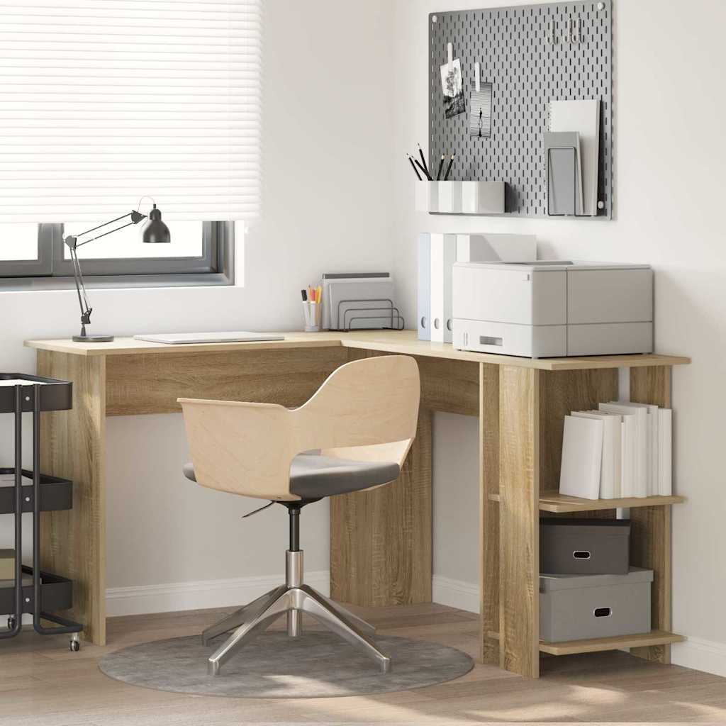 Corner Desk with Storage Sonoma oak 140 x 113.5 x 75 cm