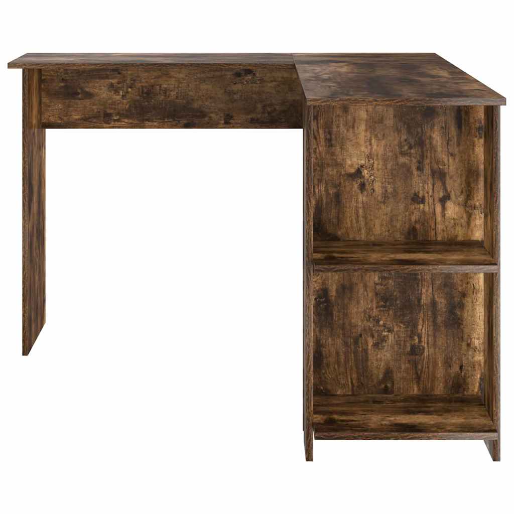 Corner Desk with Storage Smoked Oak 140 x 113.5 x 75 cm