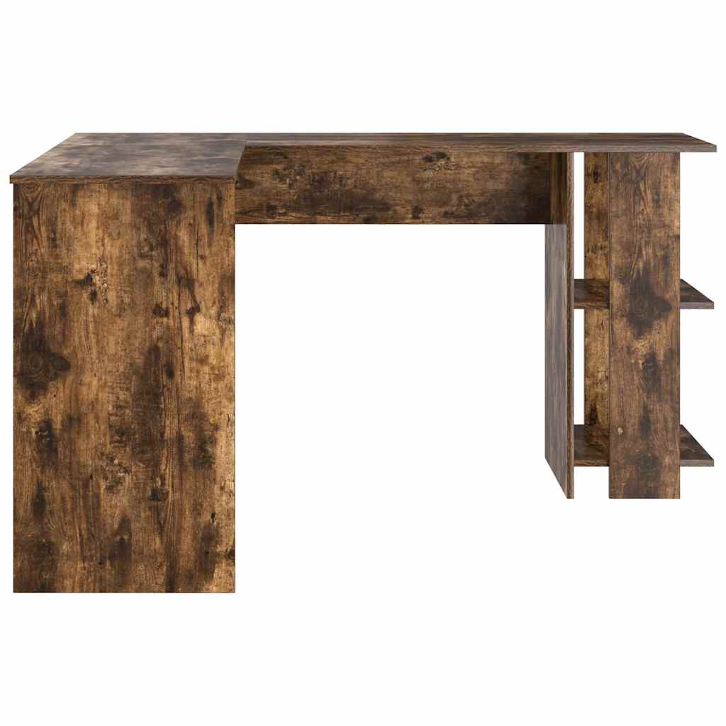 Corner Desk with Storage Smoked Oak 140 x 113.5 x 75 cm