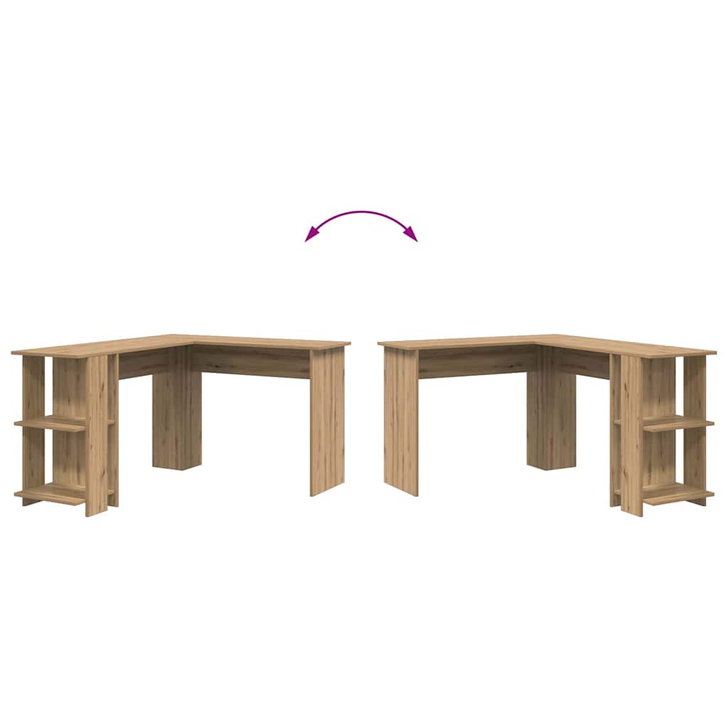 Corner Desk with Storage Artisan oak 140 x 113.5 x 75 cm