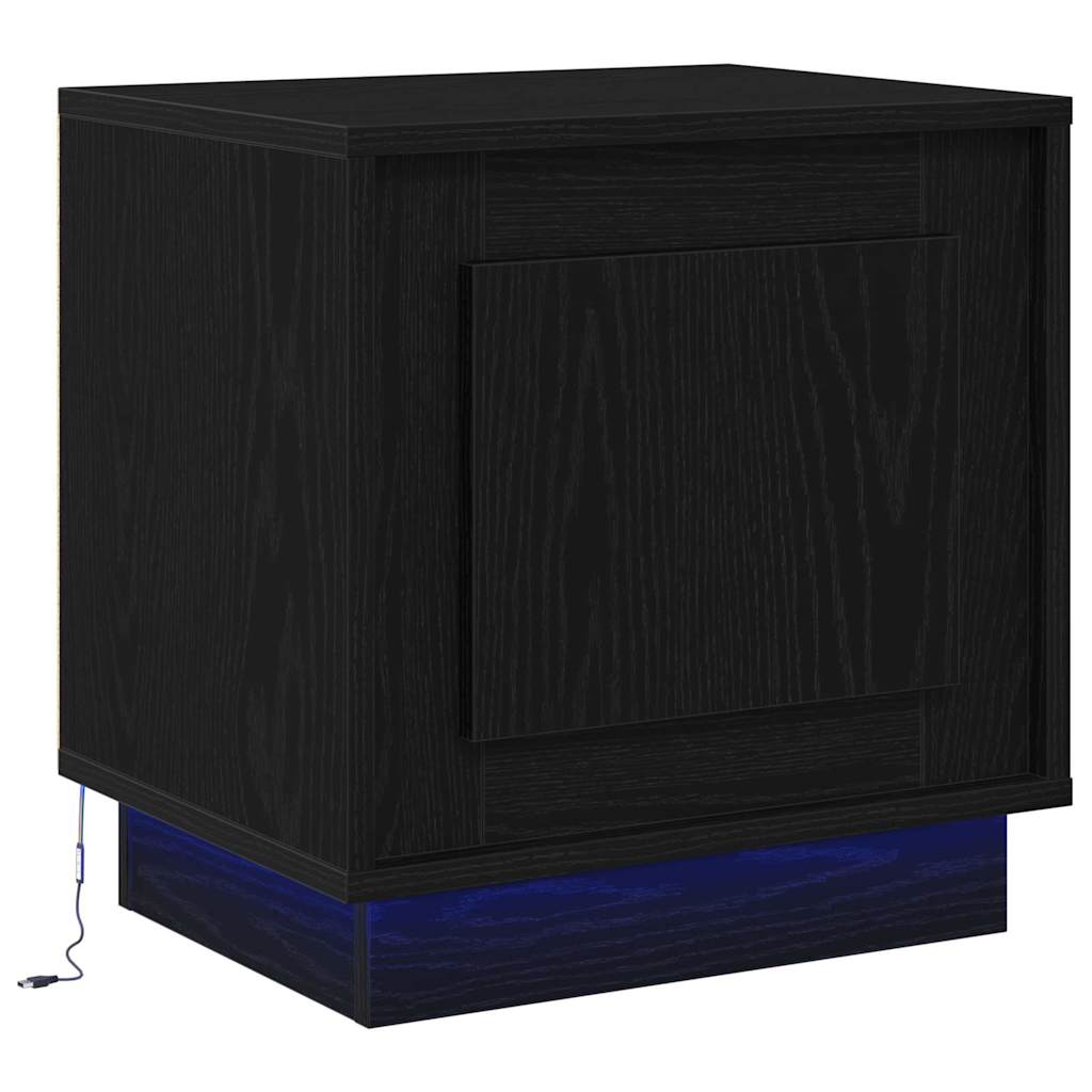 Bedside Cabinet with Black 44 x 34.5 x 45 cm Engineered wood