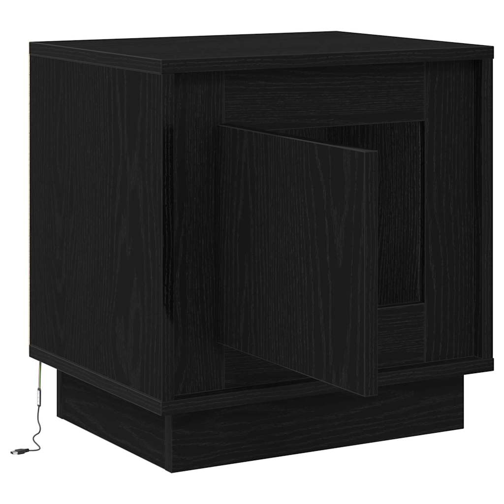 Bedside Cabinet with Black 44 x 34.5 x 45 cm Engineered wood