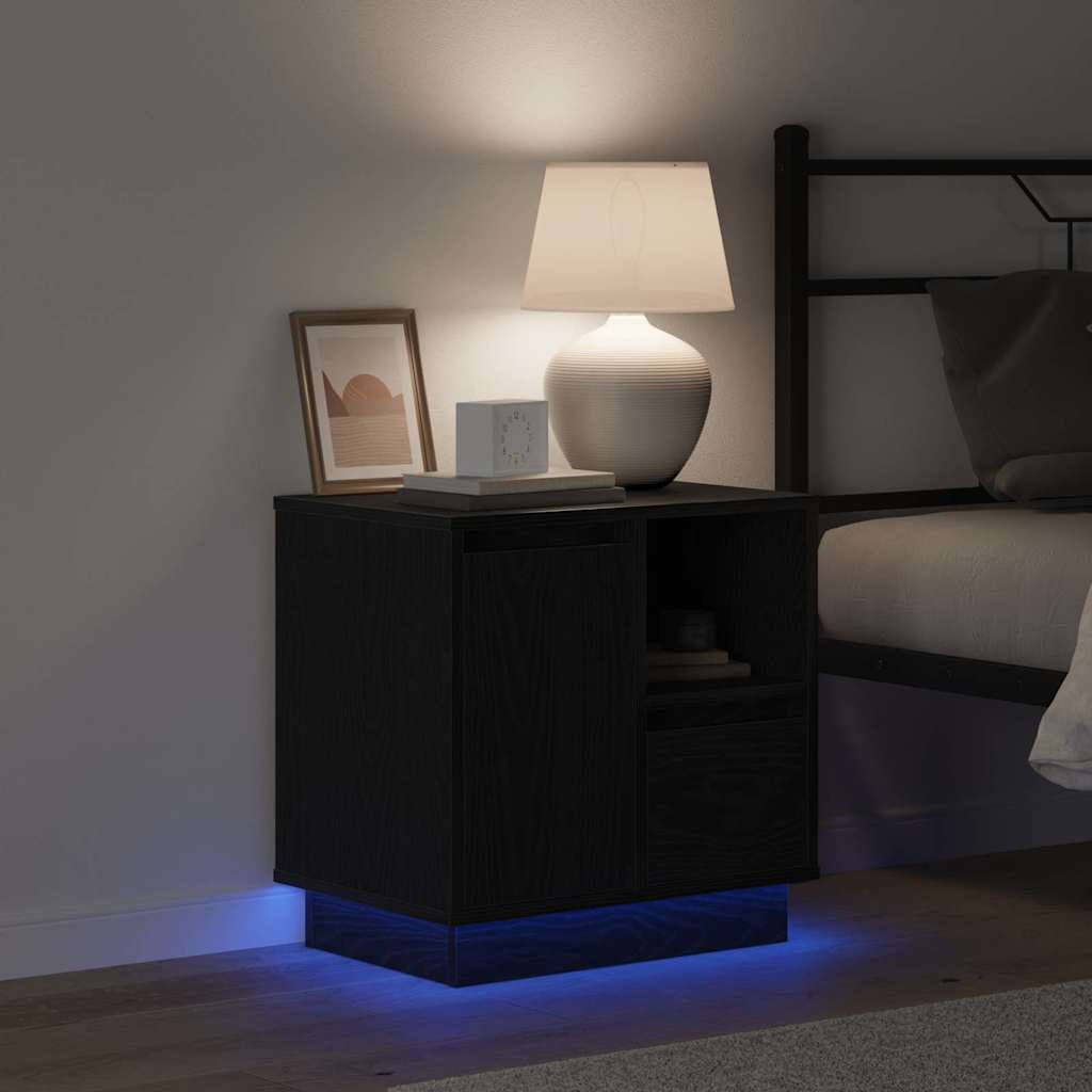 Bedside Cabinet with Black 50 x 34.5 x 50 cm Engineered wood
