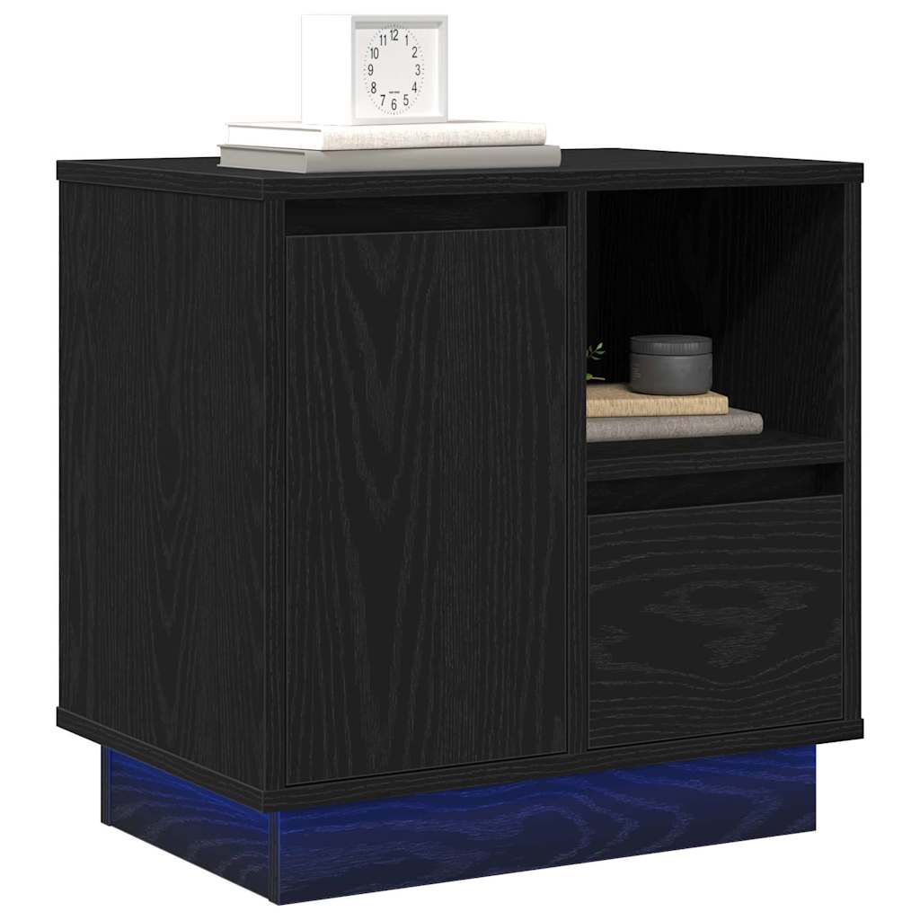 Bedside Cabinet with Black 50 x 34.5 x 50 cm Engineered wood