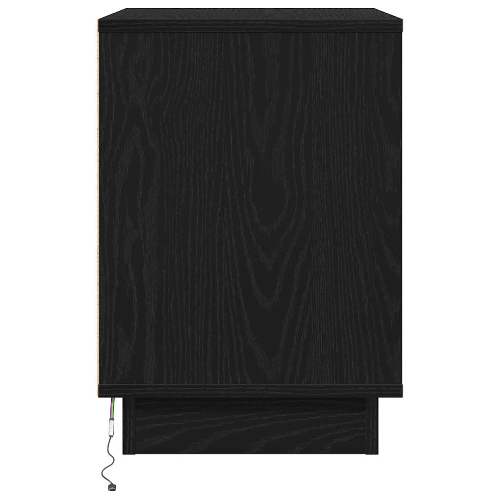 Bedside Cabinet with Black 50 x 34.5 x 50 cm Engineered wood