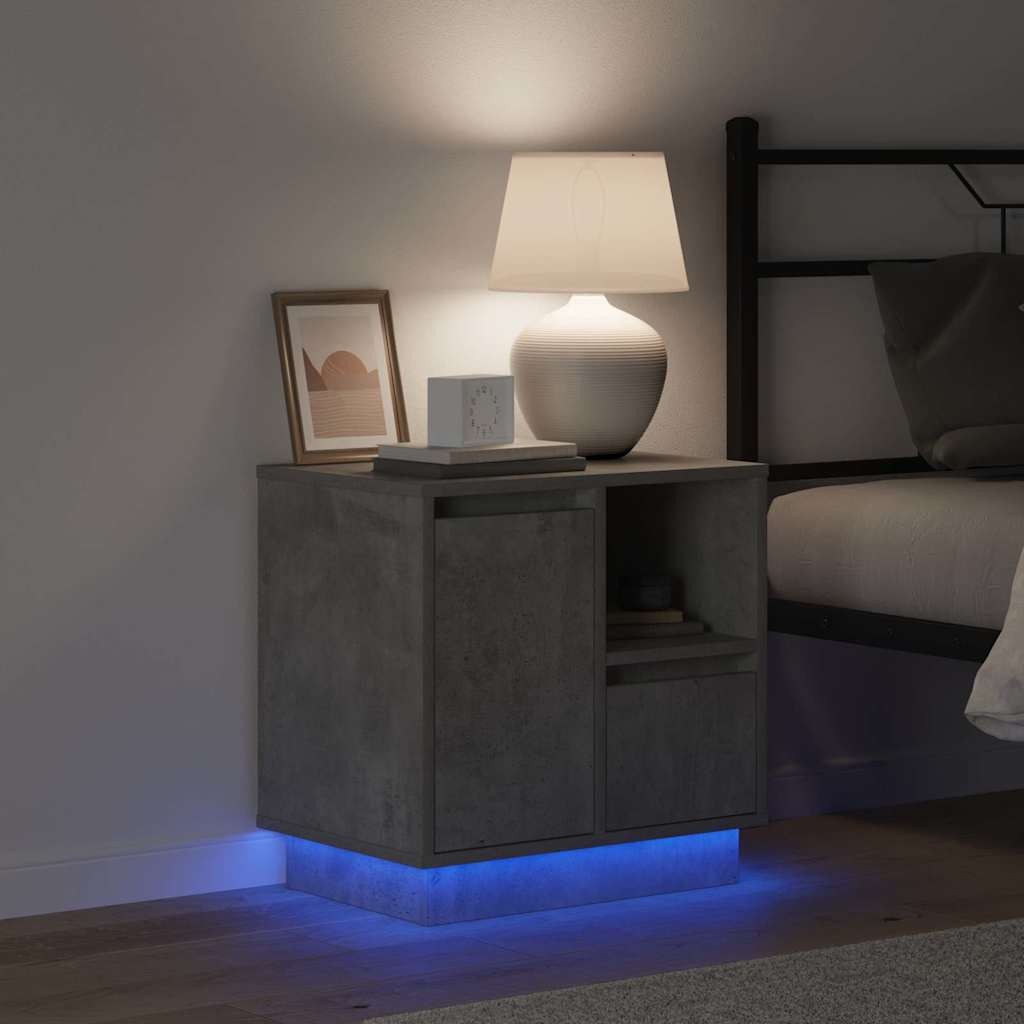 Bedside Cabinet with 2 pcs Concrete grey 50 x 34.5 x 50 cm