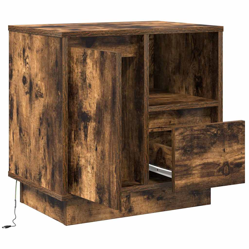 Bedside Cabinet with Drawer 2 pcs Smoked oak 50 x 34.5 x 50 cm