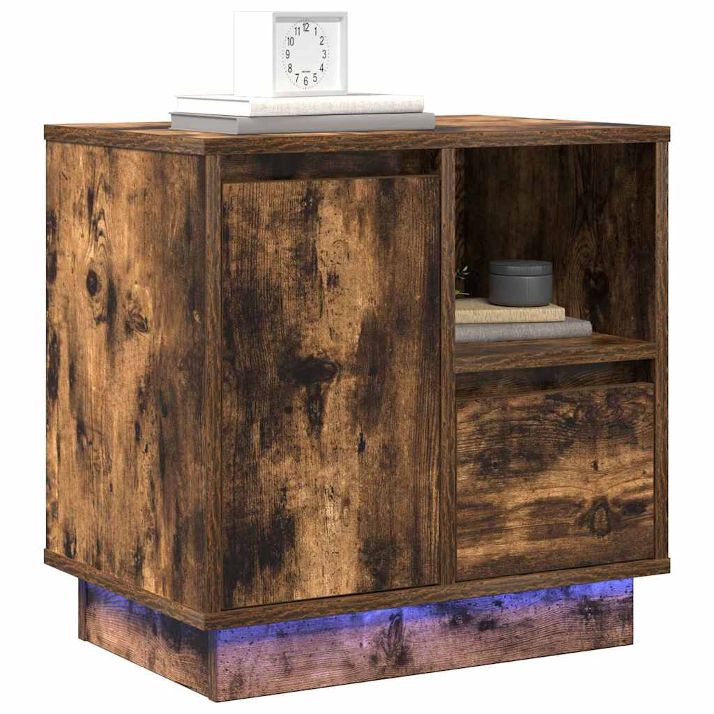Bedside Cabinet with Drawer 2 pcs Smoked oak 50 x 34.5 x 50 cm