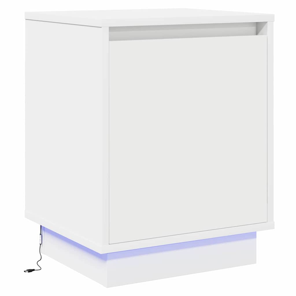 Bedside Cabinet with White 39 x 34.5 x 50 cm Engineered wood