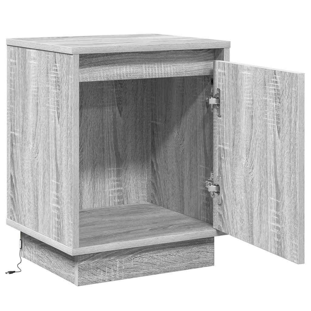 Bedside Cabinet with Grey 39 x 34.5 x 50 cm Engineered wood