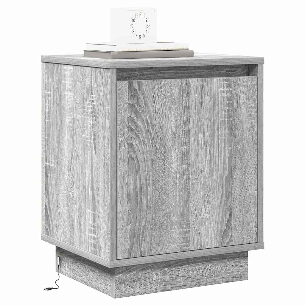 Bedside Cabinet with Grey 39 x 34.5 x 50 cm Engineered wood