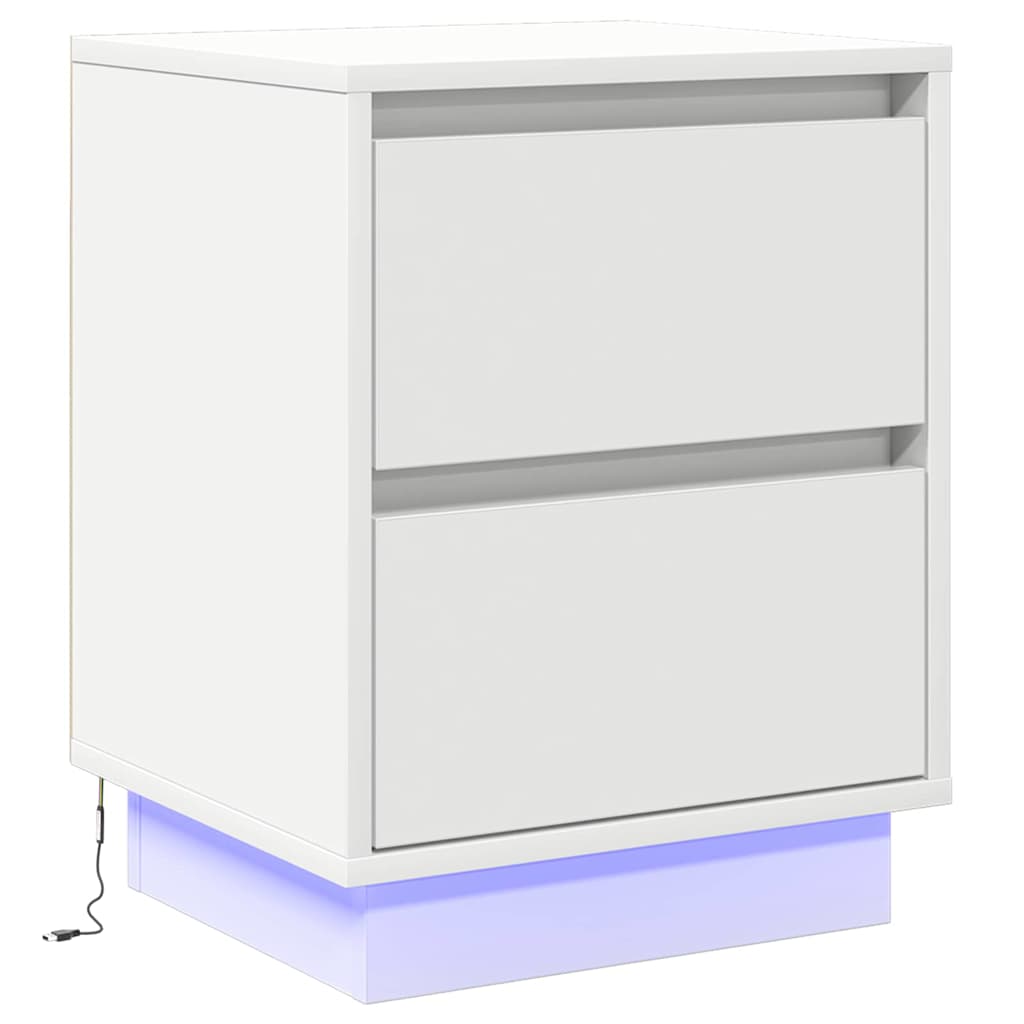 Bedside Cabinet with White 39 x 34.5 x 50 cm Engineered wood