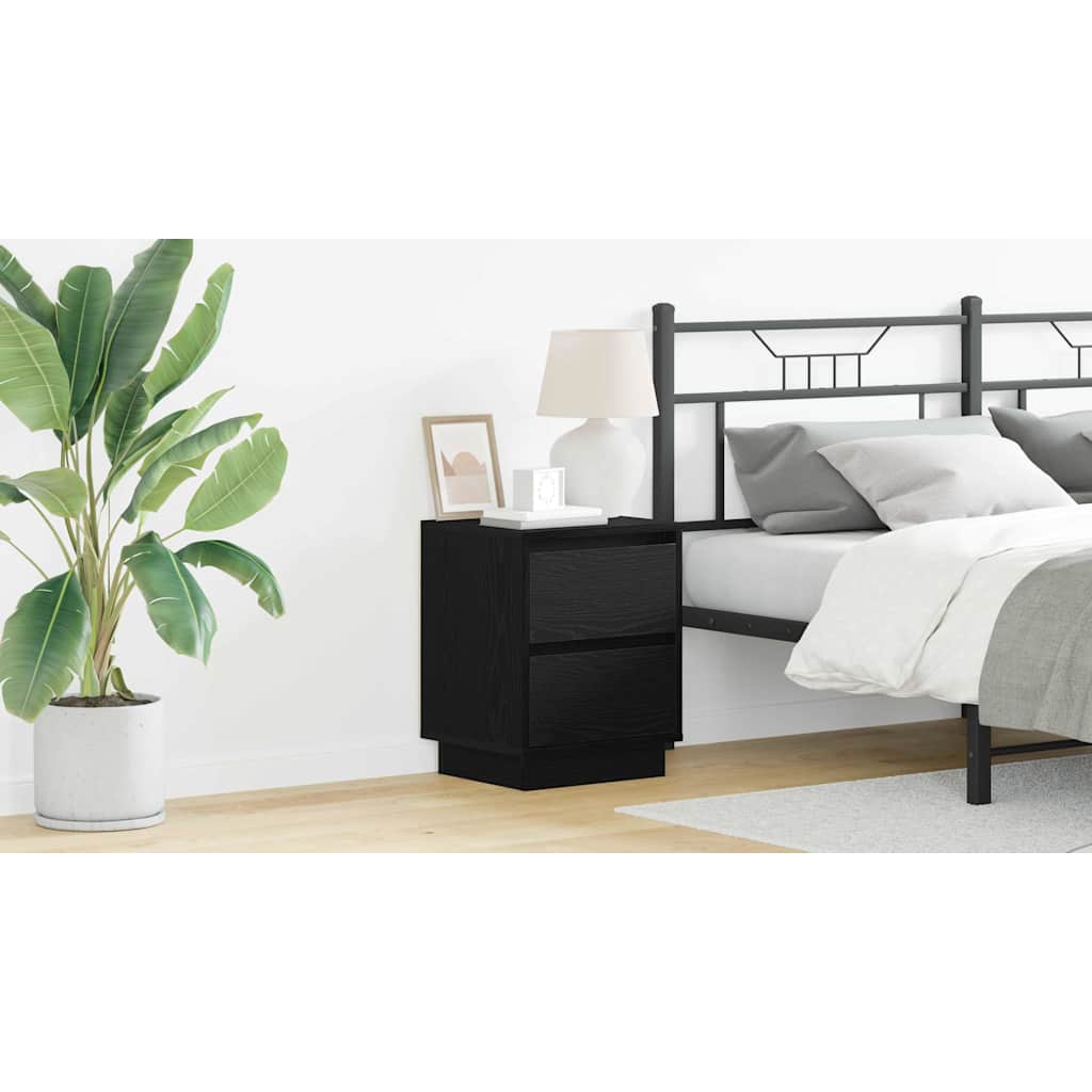 Bedside Cabinet with Black 39 x 34.5 x 50 cm Engineered wood
