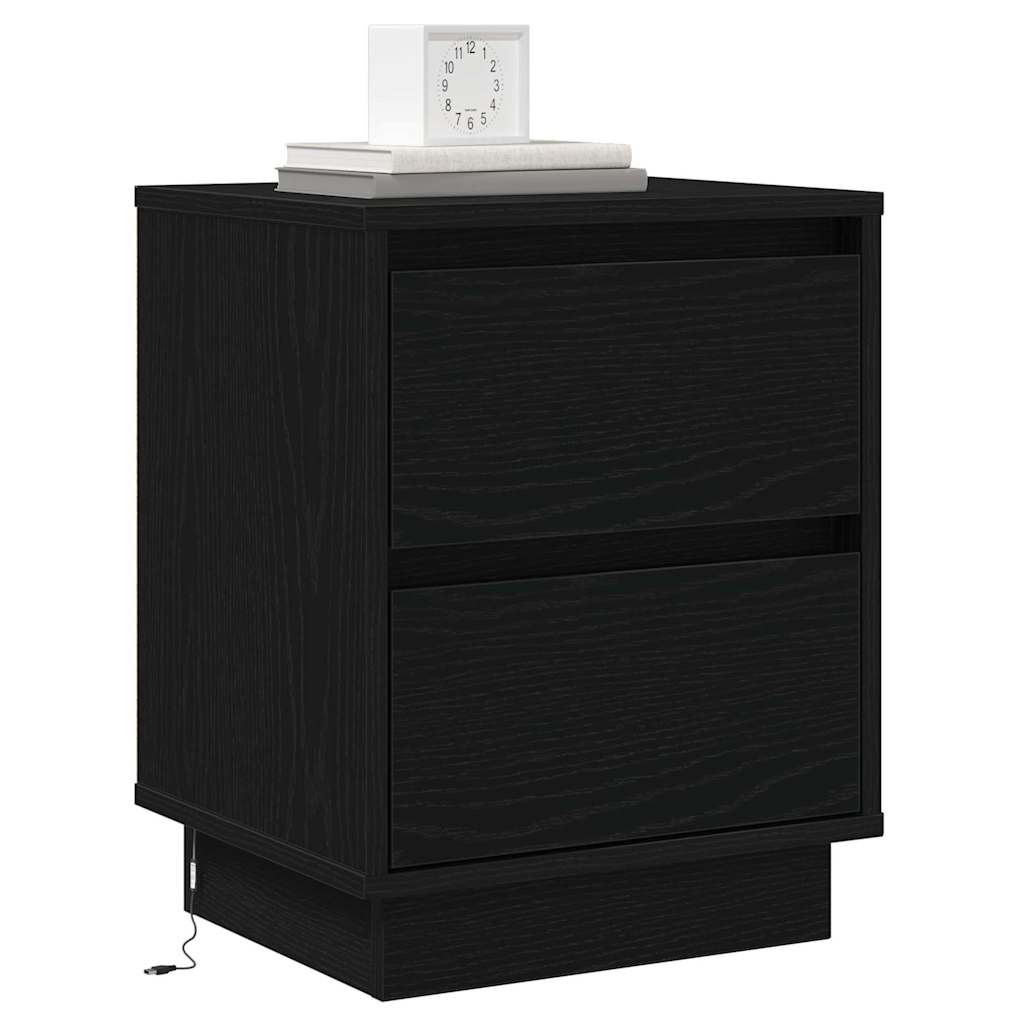 Bedside Cabinet with Black 39 x 34.5 x 50 cm Engineered wood