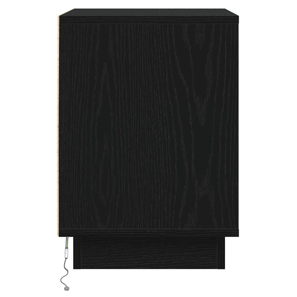 Bedside Cabinet with Black 39 x 34.5 x 50 cm Engineered wood