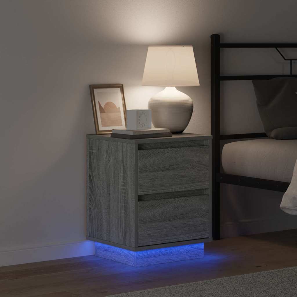 Bedside Cabinet with Grey 39 x 34.5 x 50 cm Engineered wood