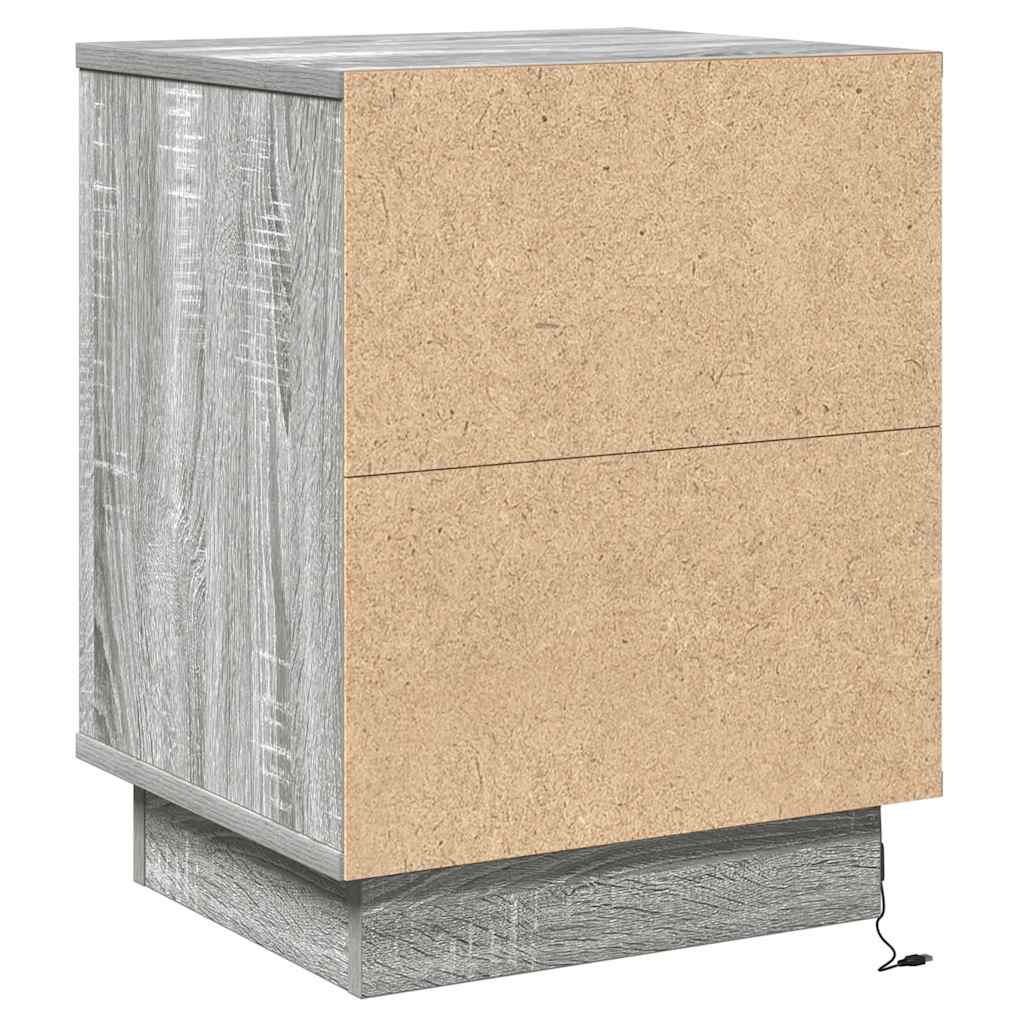 Bedside Cabinet with Grey 39 x 34.5 x 50 cm Engineered wood