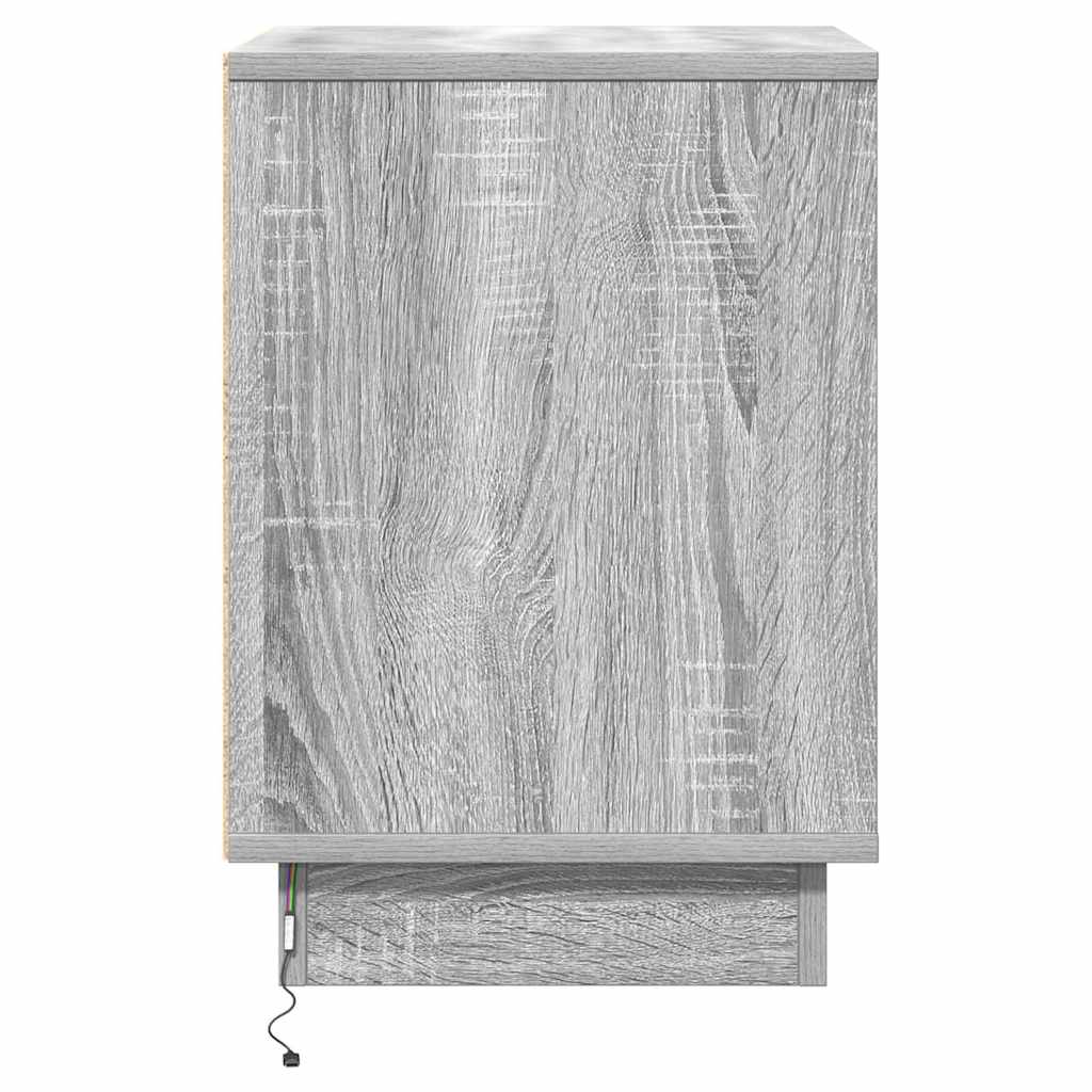 Bedside Cabinet with Grey 39 x 34.5 x 50 cm Engineered wood