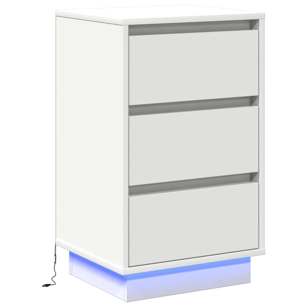 Bedside Cabinet with White 39 x 34.5 x 65 cm Engineered wood