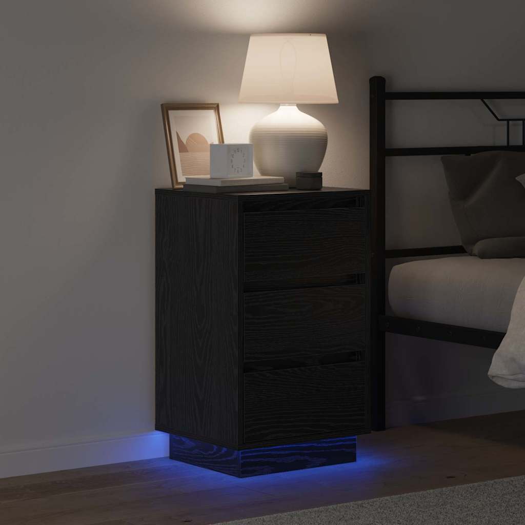 Bedside Cabinet with Black 39 x 34.5 x 65 cm Engineered wood