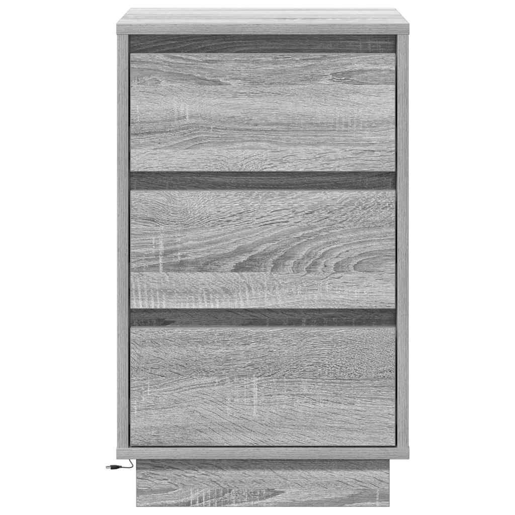 Bedside Cabinet with Grey 39 x 34.5 x 65 cm Engineered wood