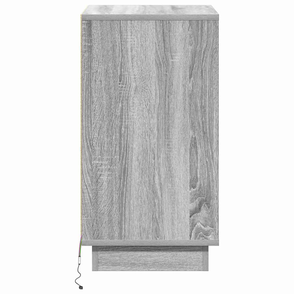 Bedside Cabinet with Grey 39 x 34.5 x 65 cm Engineered wood
