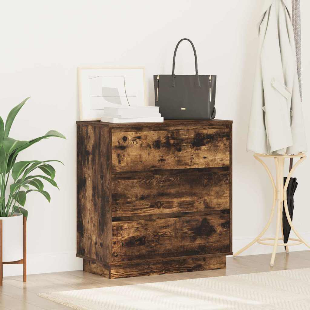Bedside Cabinet Smoked oak 71 x 34.5 x 75 cm Engineered wood