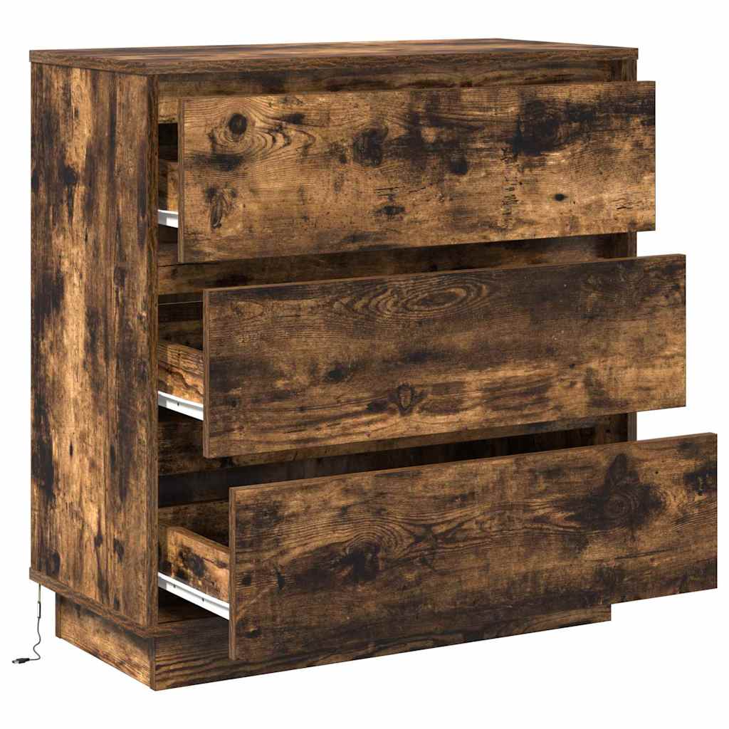 Bedside Cabinet Smoked oak 71 x 34.5 x 75 cm Engineered wood