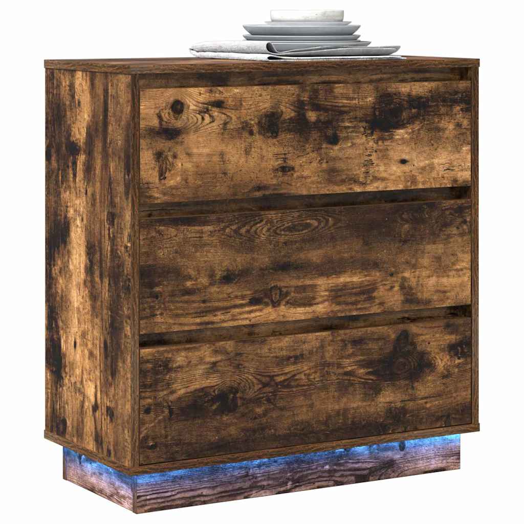 Bedside Cabinet Smoked oak 71 x 34.5 x 75 cm Engineered wood