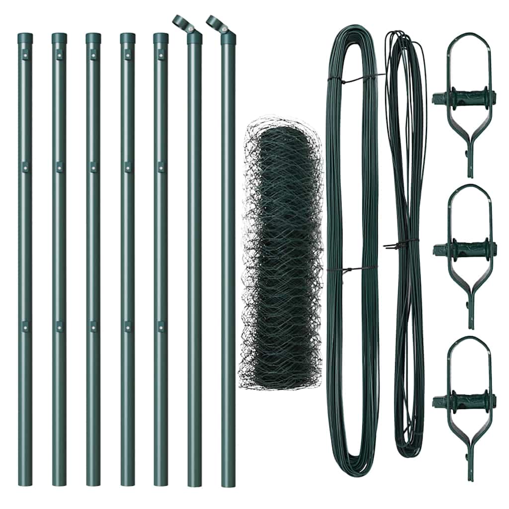 Fence with Posts Green 0.4 x 10 m PVC-coated steel