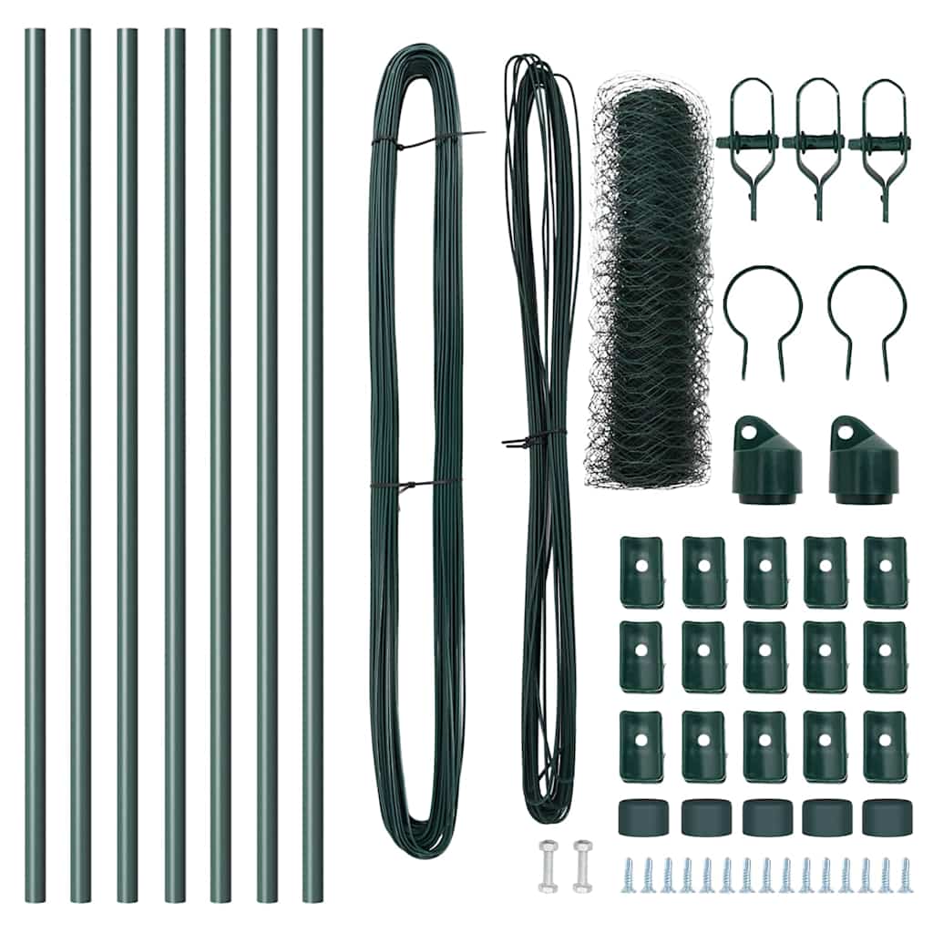 Fence with Posts Green 0.4 x 10 m PVC-coated steel