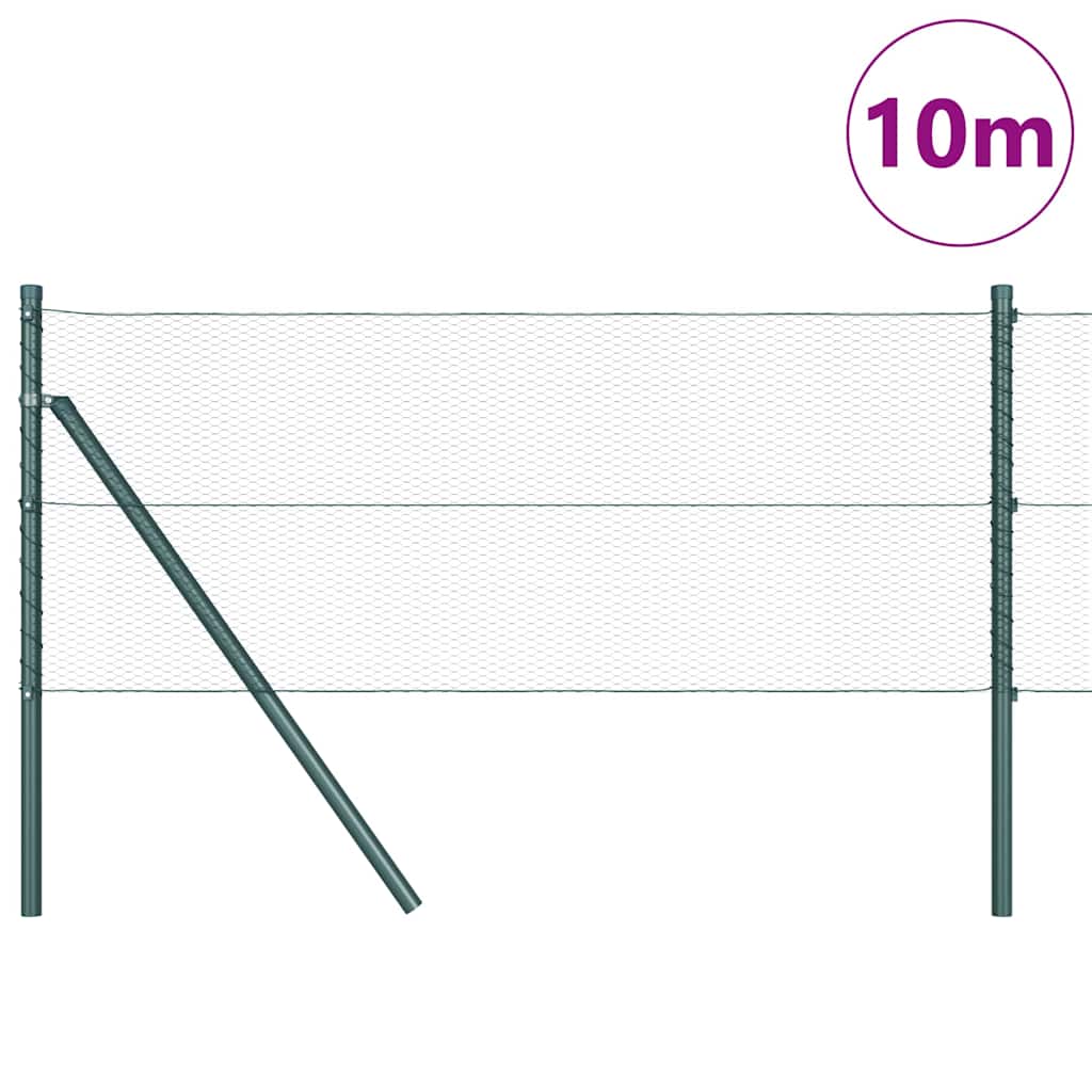 Fence with Posts Green 0.6 x 10 m PVC-coated steel