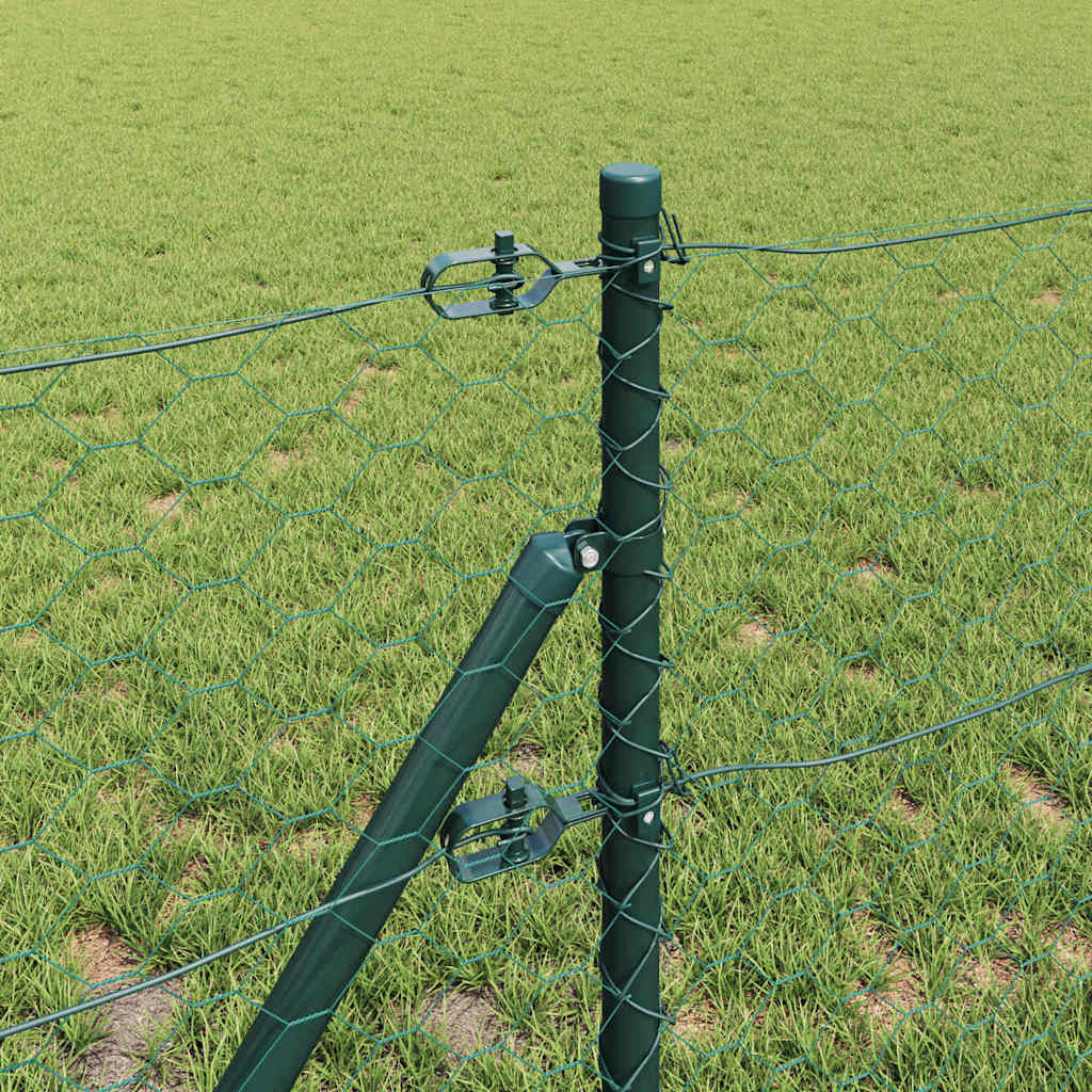 Fence with Posts Green 0.6 x 10 m PVC-coated steel