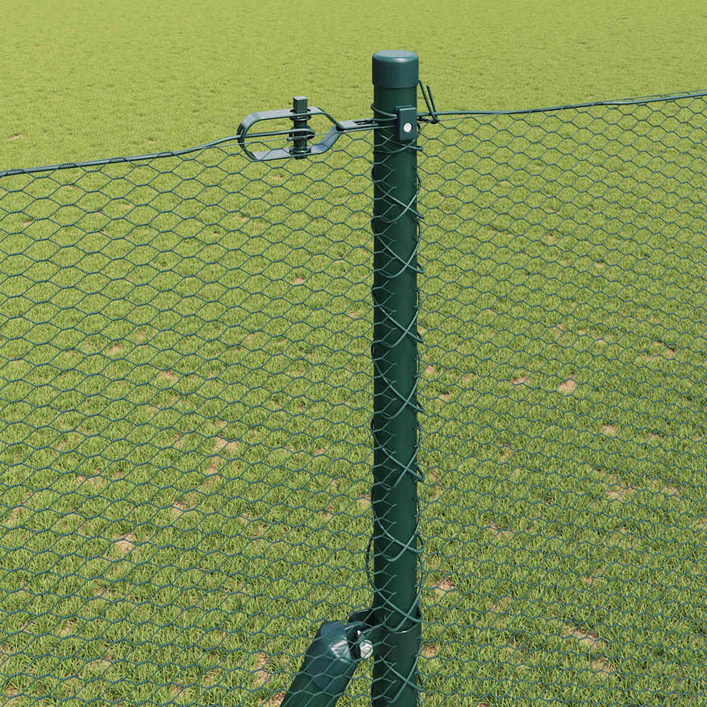 Fence with Posts Green 1.5 x 10 m PVC-coated steel