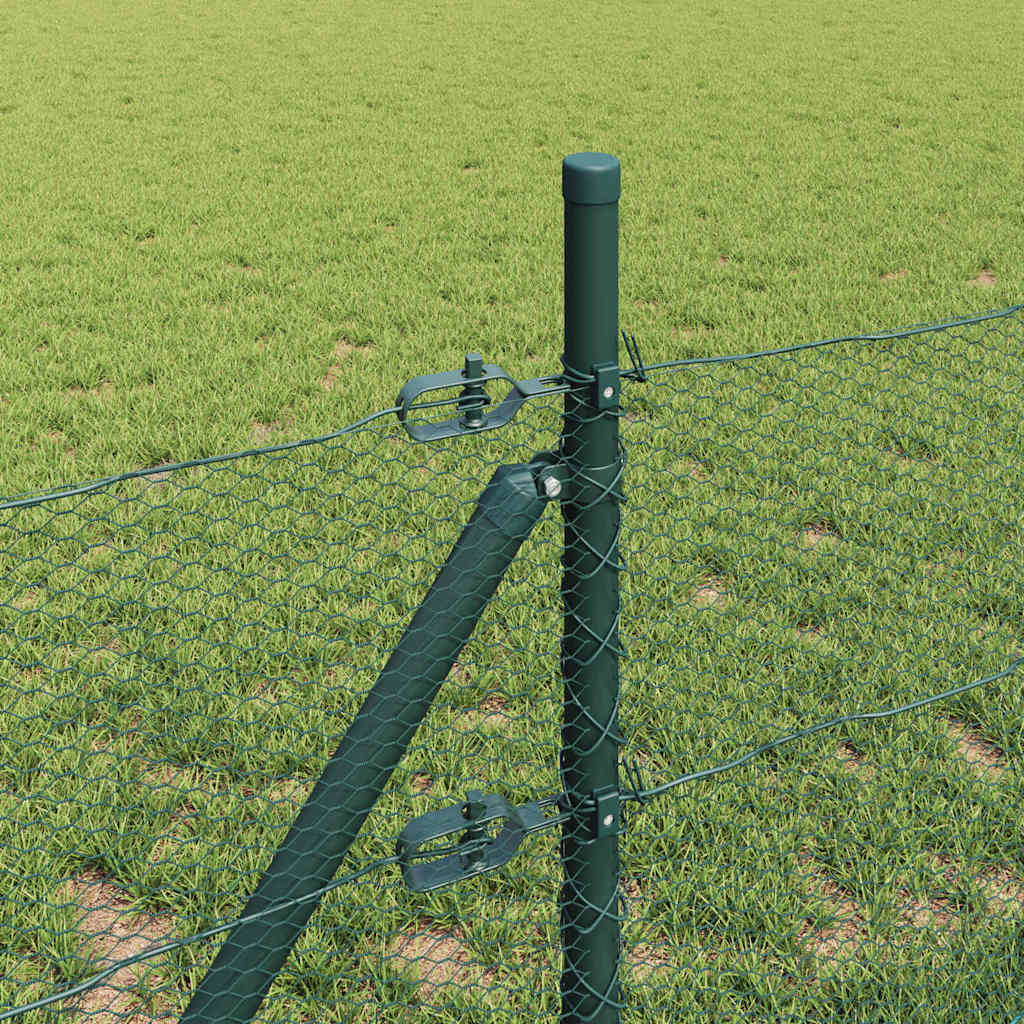 Fence with Posts Green 0.6 x 25 m PVC-coated steel